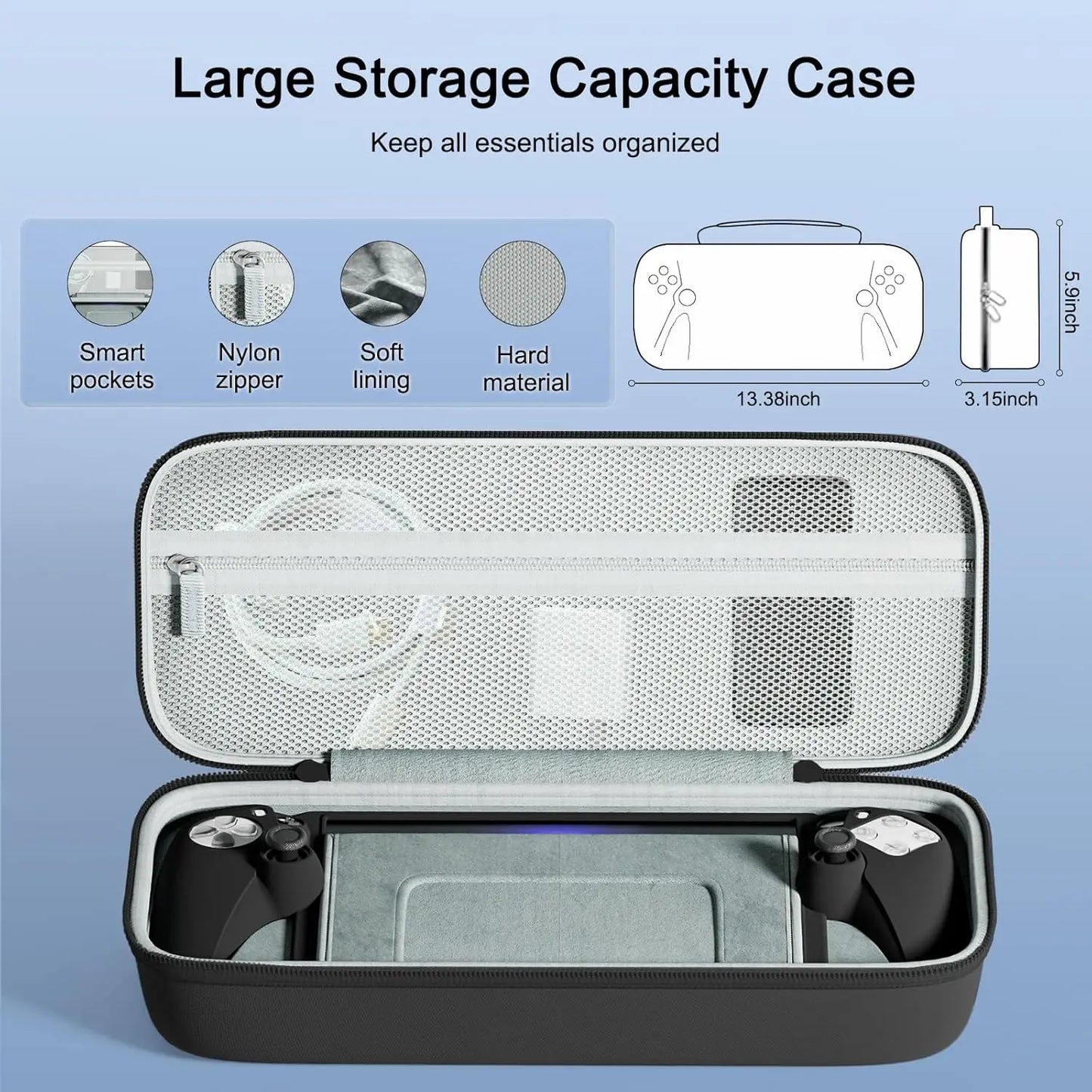For Playstation Portal-Compatible 8In1 Accessory Carrying Case PS5 Soft Silicone Case 2 Screen Protectors and 4 Joystick Caps