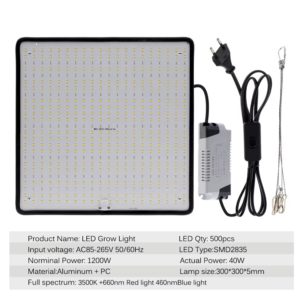 LED Grow Light Full Spectrum Phyto Lamp AC85-240V 40W for Indoor Grow Tent Plants Growth Light