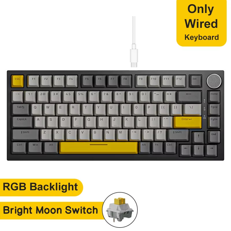 Ak820/Ak820Pro Gaming Mechanical Keyboard Bluetooth 5.1/Wireless/C-Wired Customized Keyboard with Knob Hot Swapping Gasket