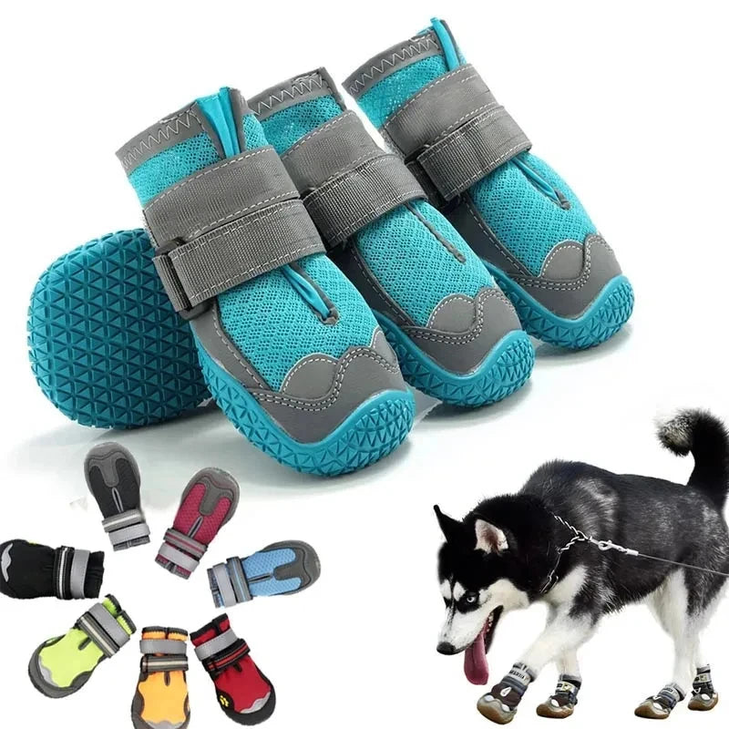 Durable and Breathable 4-Piece Dog Shoe Set for Large Dogs - Anti-Slip Outdoor Footwear for Hiking and Daily Use