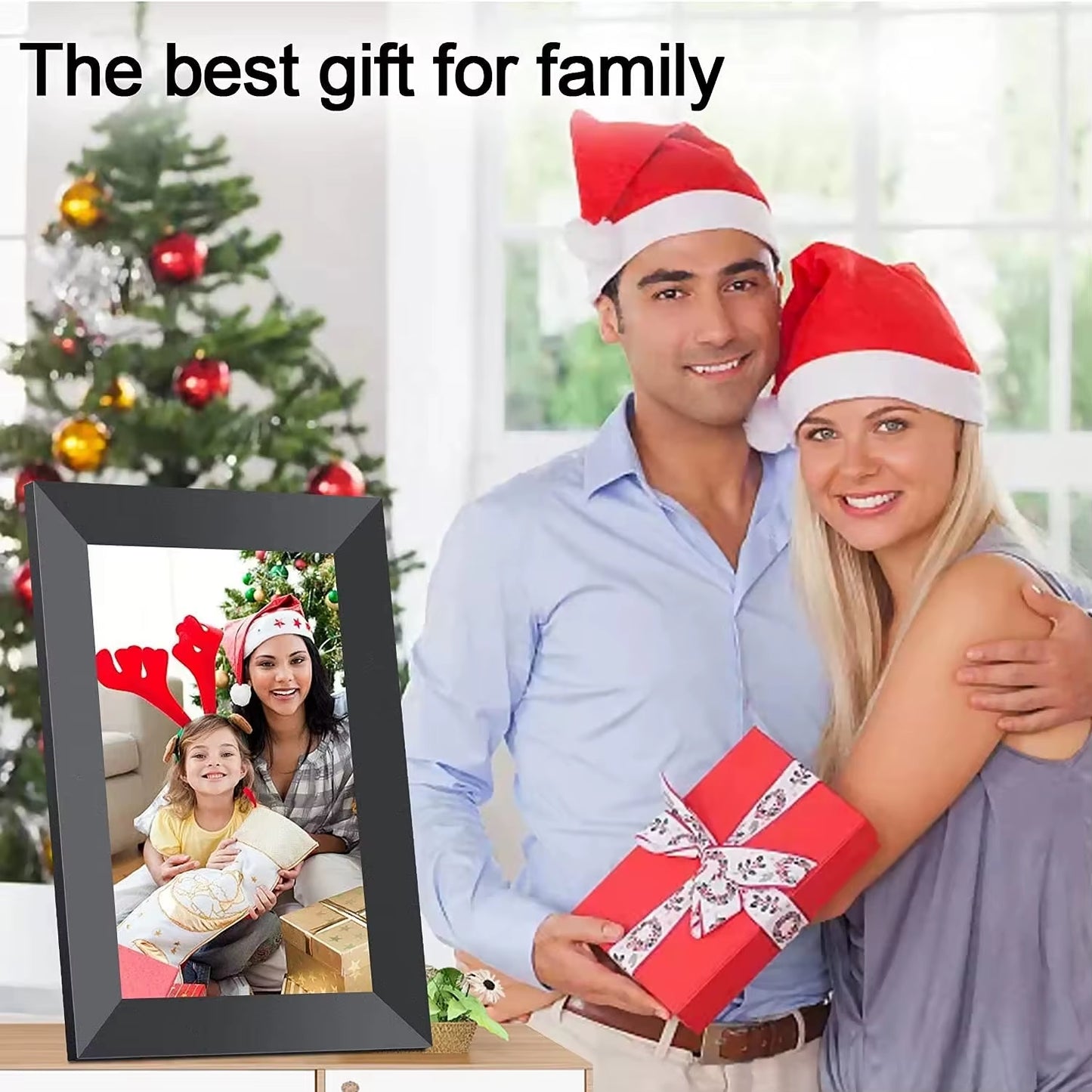 32GB FRAMEO 10.1 Inch Smart Wifi Digital Photo Frame 1280X800 IPS LCD Touch Screen,Best Christmas Gift for Friends and Family