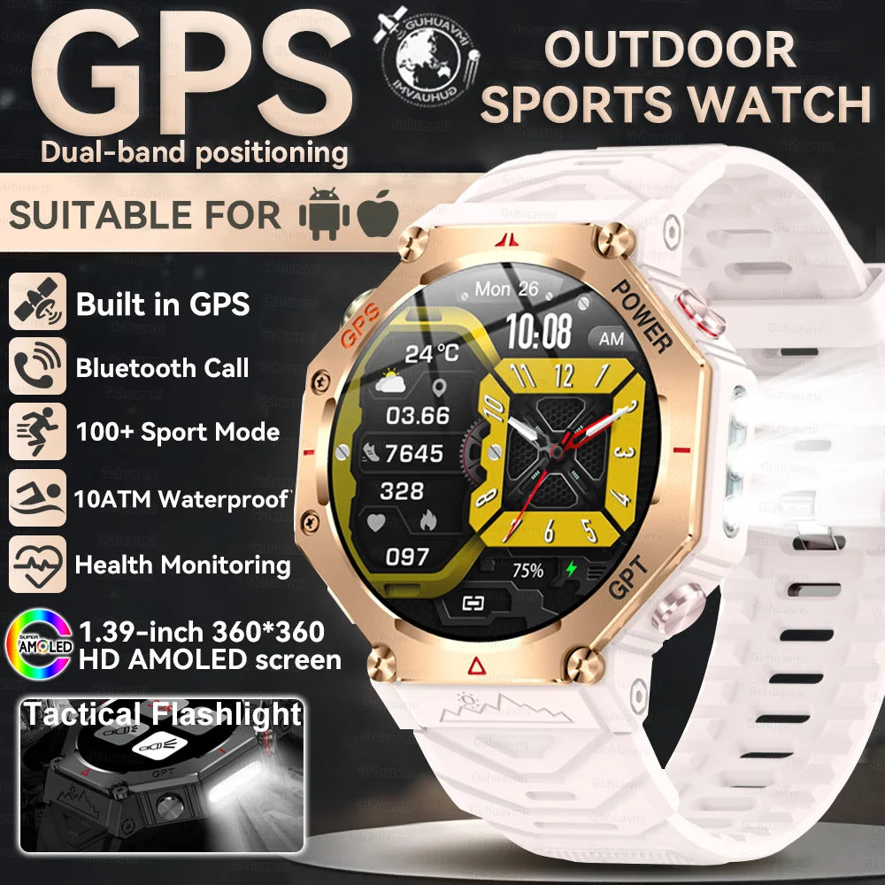 2025 NEW GPS Outdoor Military Sports Watch TR-3 Compass Altimeter Barometric 10ATM Waterproof HD Bluetooth Call Smart Watch