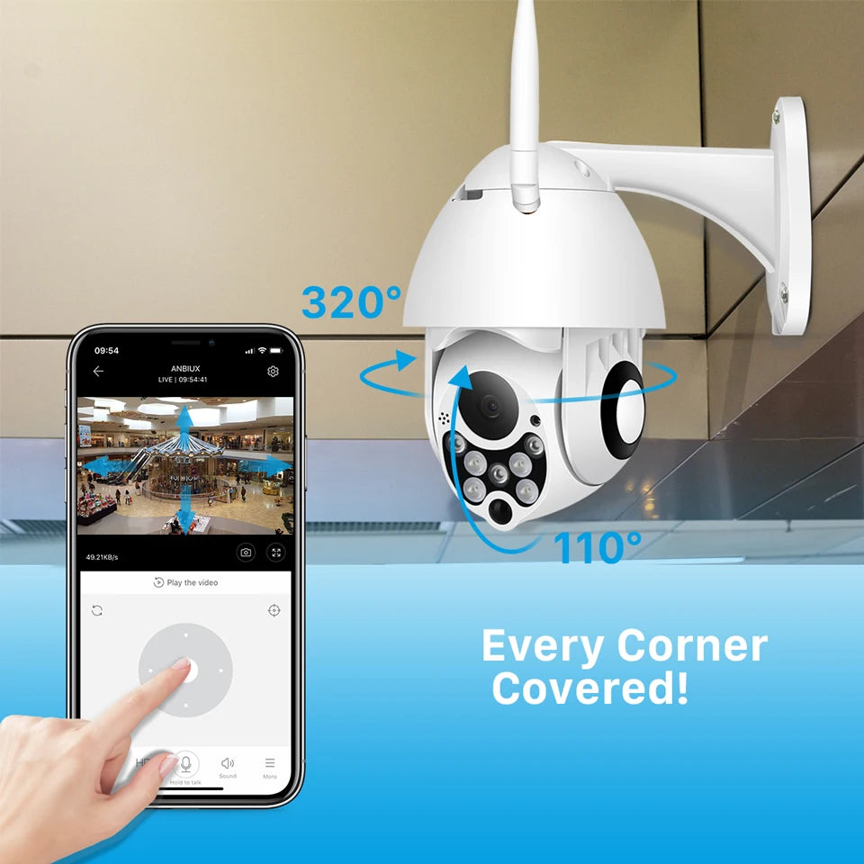 YCC365 plus PTZ Wifi Camera Outdoor 1080P HD CCTV Security Camera 4X Zoom Waterproof Speed Dome Wireless Surveillance Camera New