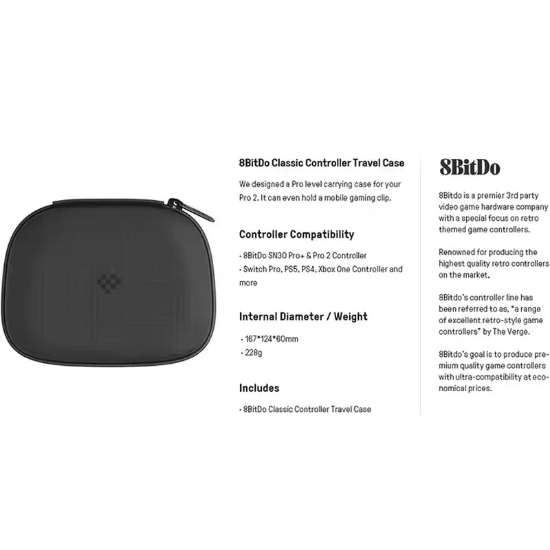 8Bitdo Classic Controller EVA Travel Bag for 8Bitdo Pro 2 Gamepad Storage Bag for Ps5/Xboxes/Ps4 Carrying Case Cover Pouch