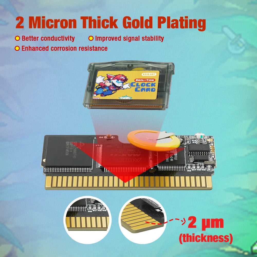 Rewritable GBA Flash Cart - 32MB Storage, 1Mb Flash, Solar + RTC Functionality, Compatible with GBA/DS Series