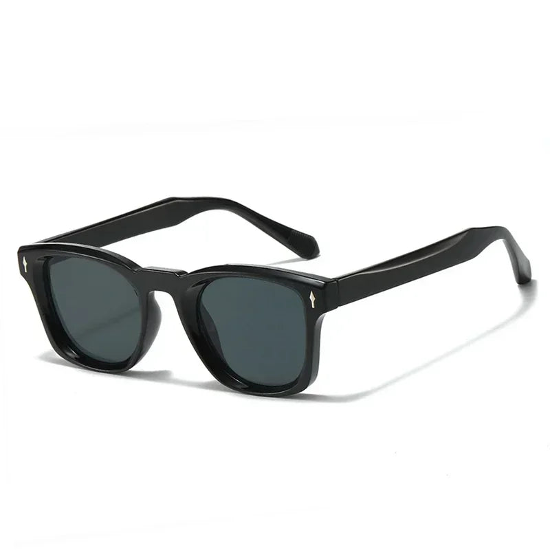 Retro Rivets Square Sunglasses Women Fashion Gradient Shades UV400 Men Green Black Sun Glasses