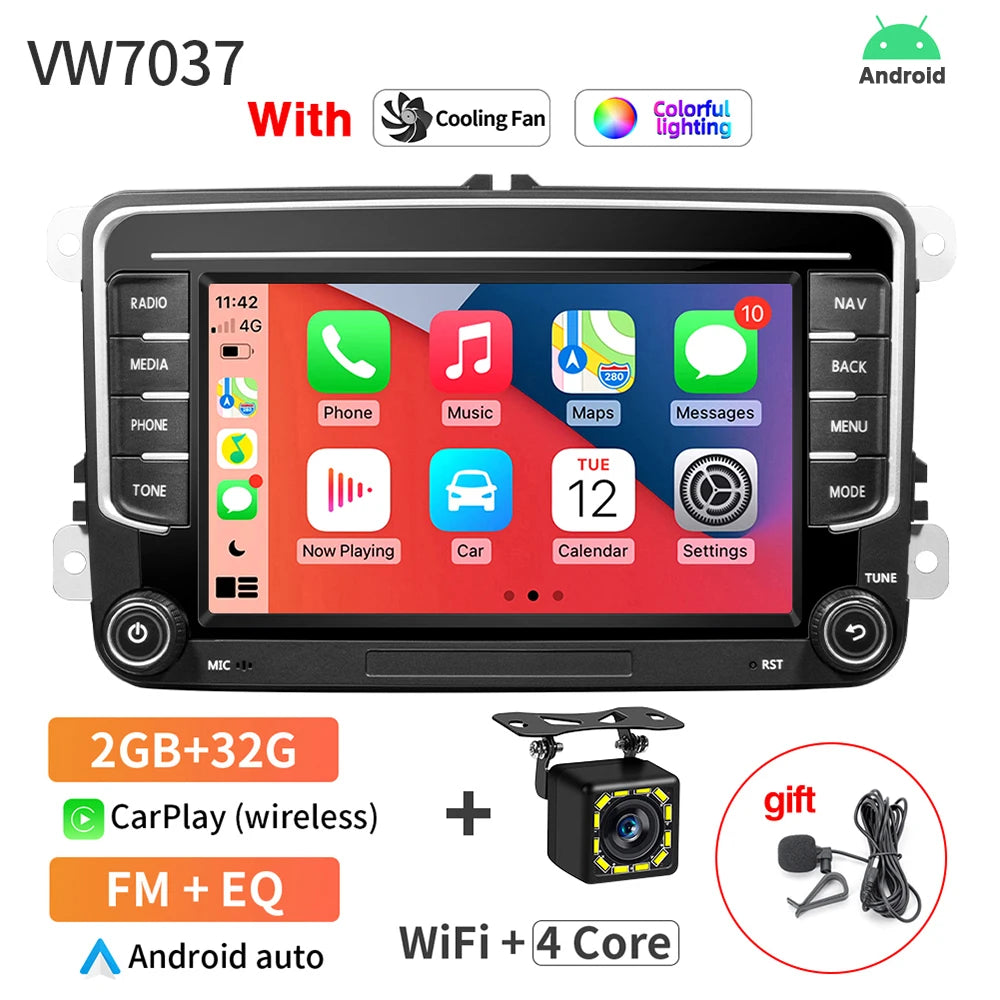 2Din Android 13 Car Radio GPS for VW / Volkswagen Skoda Octavia Golf 5 6 Touran Passat B6 Polo Jetta 2Din Radio Player