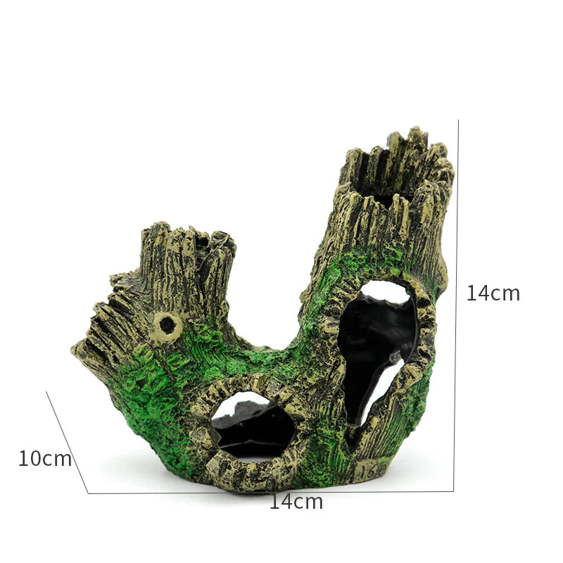 Fish Tank Reptile Box Landscaping Decoration Creative Resin Ornament Lizard Gecko Tree Root Hide Cave Amphibians Terrarium Decor
