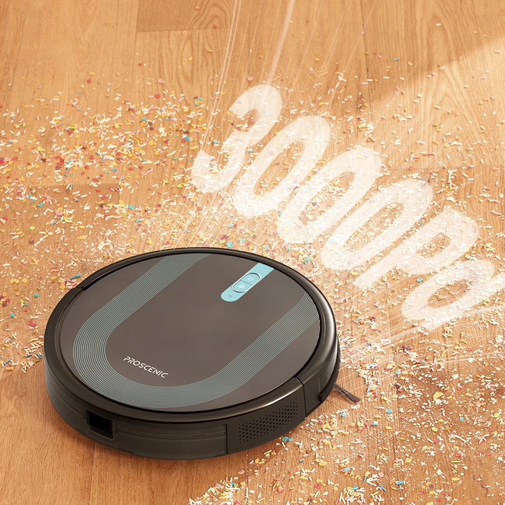 Proscenic 850T Smart Robot Cleaner 3000Pa Suction Three Cleaning Modes 250Ml Dust Collector 200Ml Electric Water Tank Alexa Google Home App Control