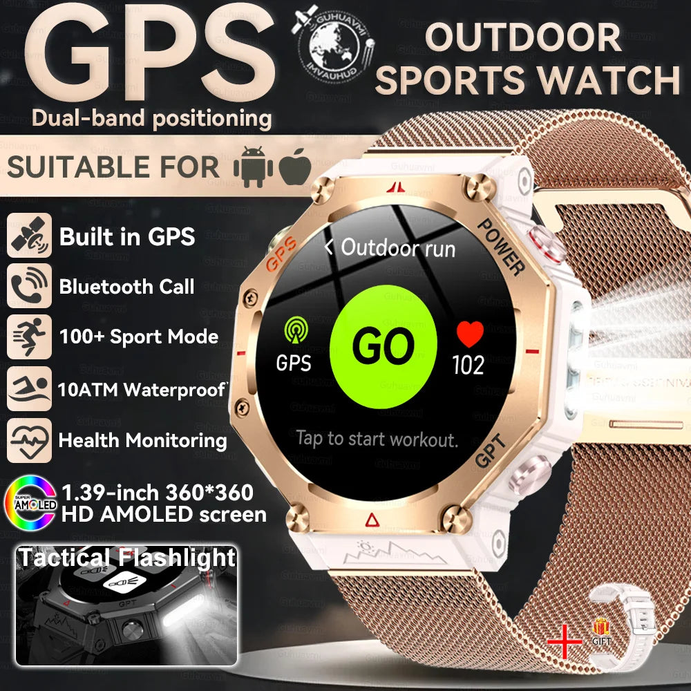 2025 NEW GPS Outdoor Military Sports Watch TR-3 Compass Altimeter Barometric 10ATM Waterproof HD Bluetooth Call Smart Watch