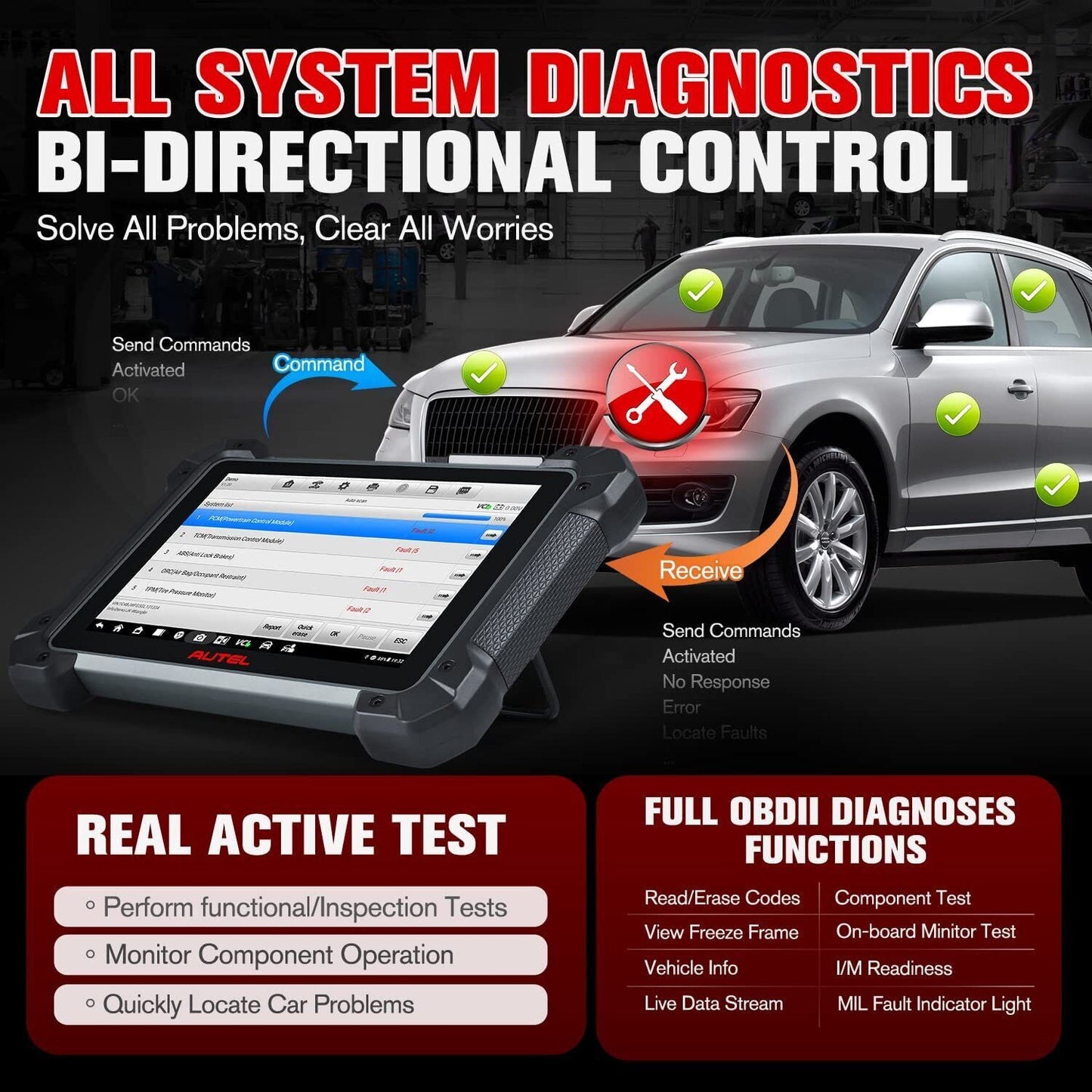 AUTEL Maxicom MK908 II Automotive Diagnostic Scan Tool 36+ Reset Services 10+ High-End Functions 21+ Languages Support NO-IP Limitation