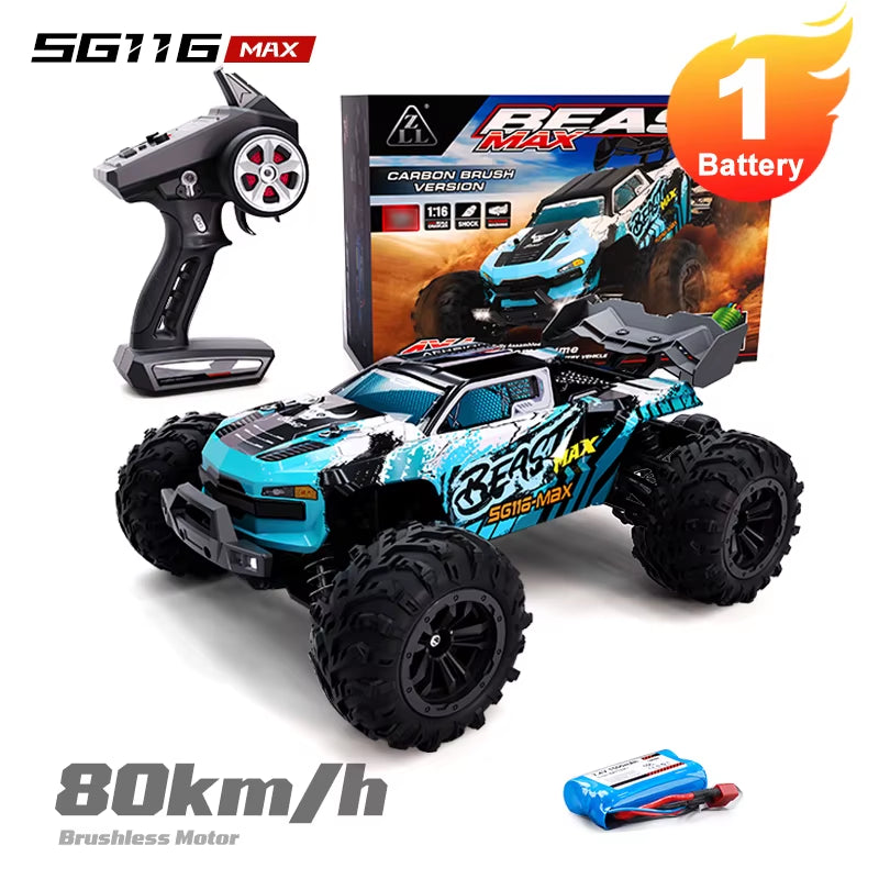 ZNLYRION 1:16 Scale RC Off-Road Buggy with Optional Brushless Motor and 4WD - SG116MAX PRO Remote Control Racing Truck with Anti-Slip Tires
