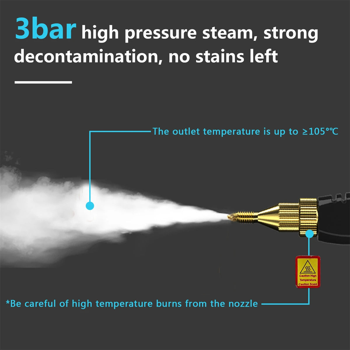 Handheld 2500W High Temp Steam Cleaner High Pressure Cleaning Machine for Household Kitchen or Air Conditioner Kitchen Hood