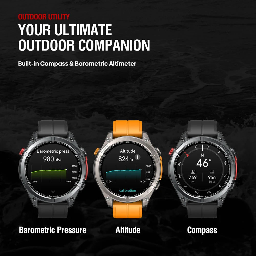 NEW 2025 Stratos 4 GPS Smartwatch 1.43" AMOLED Screen Compass Barometric Altimeter Flashlight Voice Calling Smart Watch