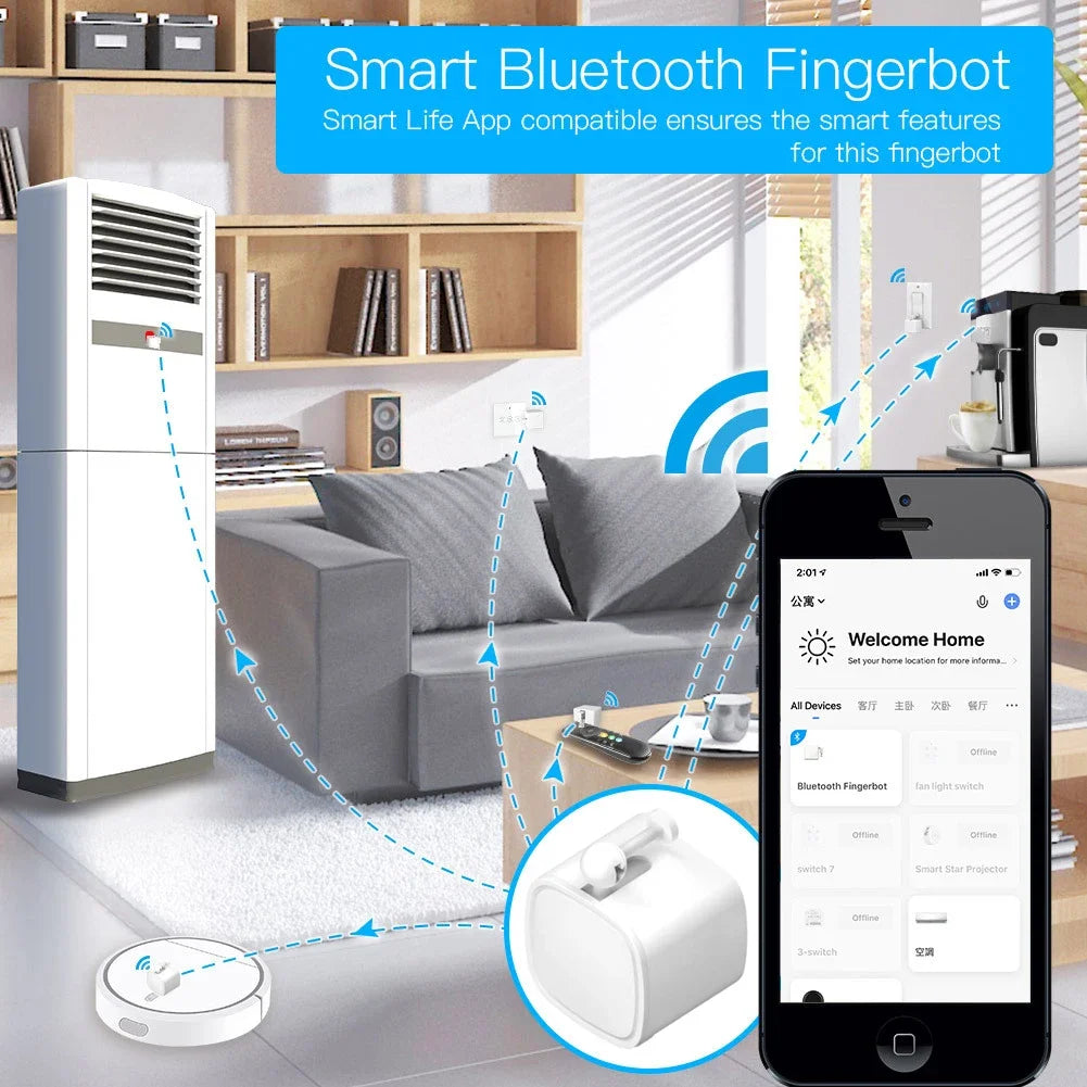 Bluetooth Smart Finger Robot Switch Button Pusher Bot Remoter APP Control Home Appliance Google Home Alexa Voice Assistant