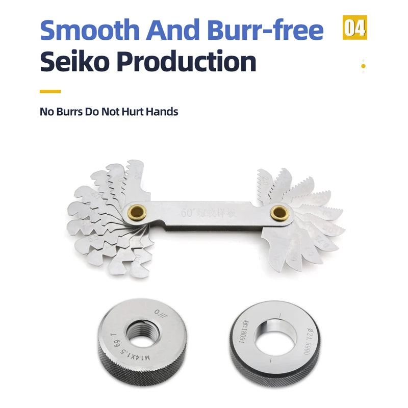 55/60 Degree Thread Plug Gauge Metric Imperial Gear Tooth Screw Pitch Gauges Carbon Steel Measuring Tool Tap Thread Measurement