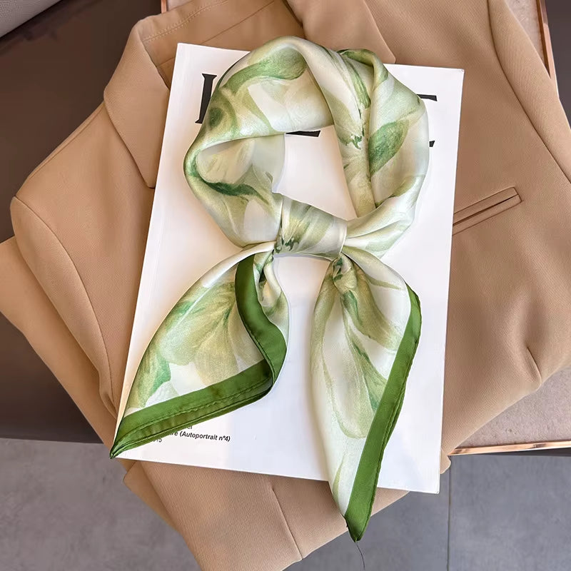 2025 New Fashion 70X70Cmprinted Women'S Scarf Pashmina Silk Scarf Square Shawl Decorative Headband Neck Luxury Design Bandana