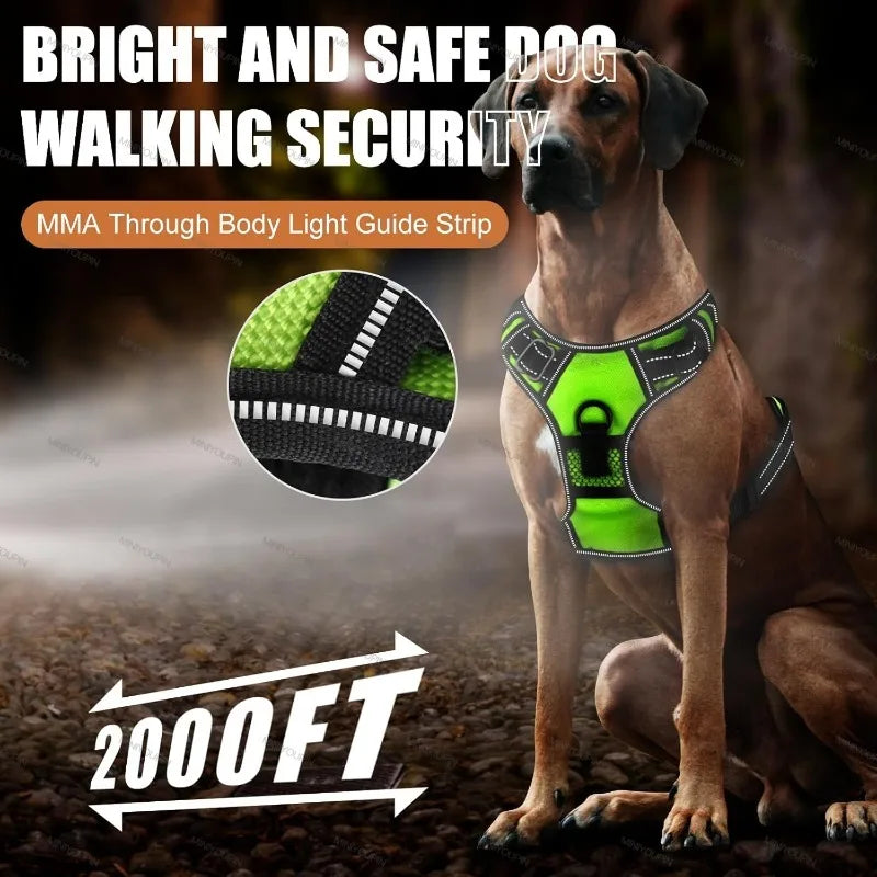 Illuminate Your Dog's Safety: Rechargeable LED Glowing Harness with Three Light Modes for Nighttime Walks