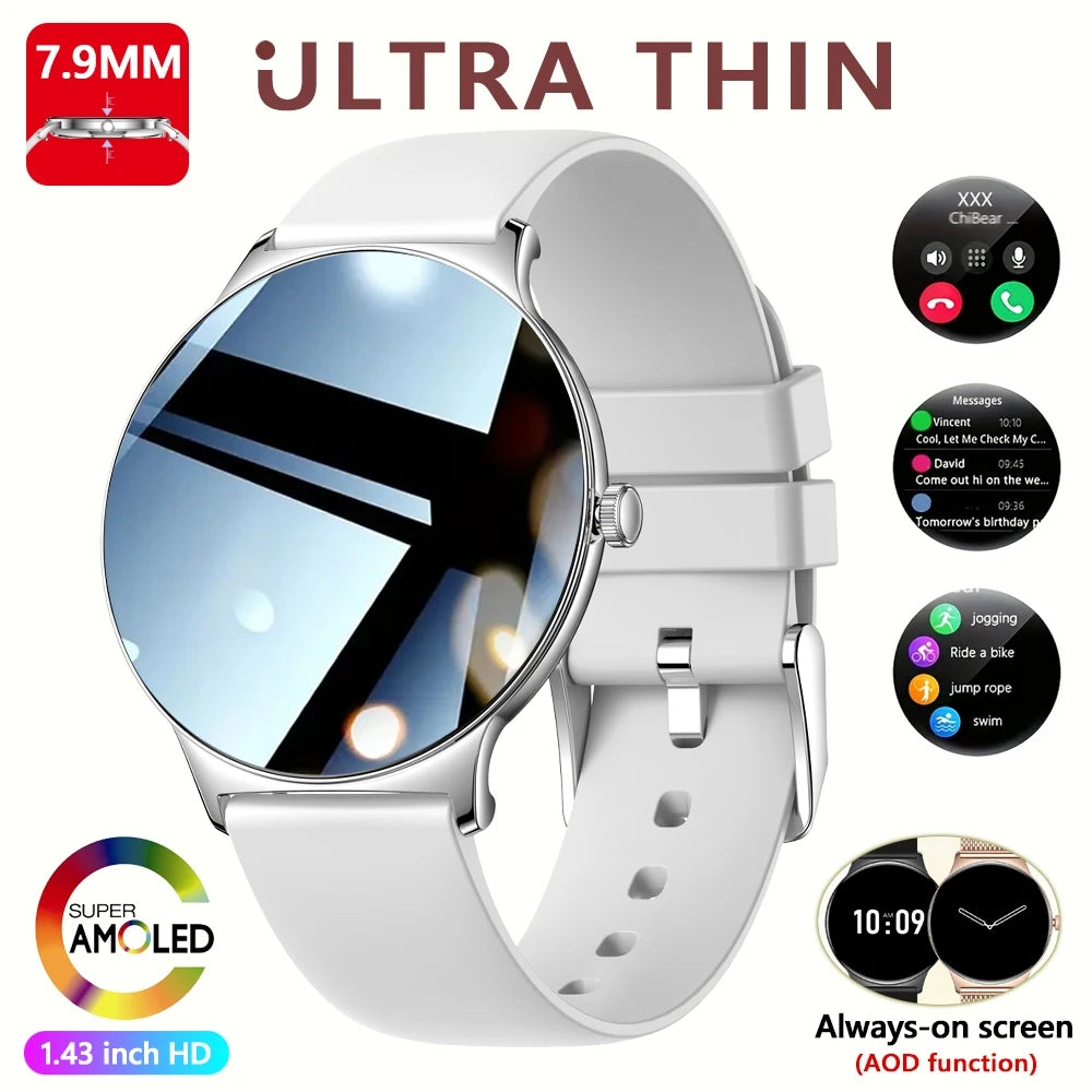 New Ultra Thin Smart Watch Women Screen Always Display Time Sports Bracelet Bluetooth Call Fashion Smartwatch
