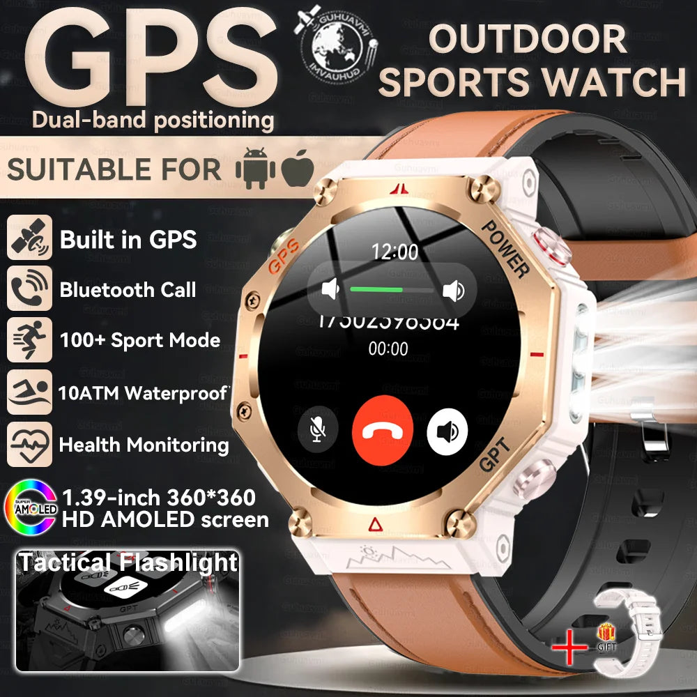 2025 NEW GPS Outdoor Military Sports Watch TR-3 Compass Altimeter Barometric 10ATM Waterproof HD Bluetooth Call Smart Watch