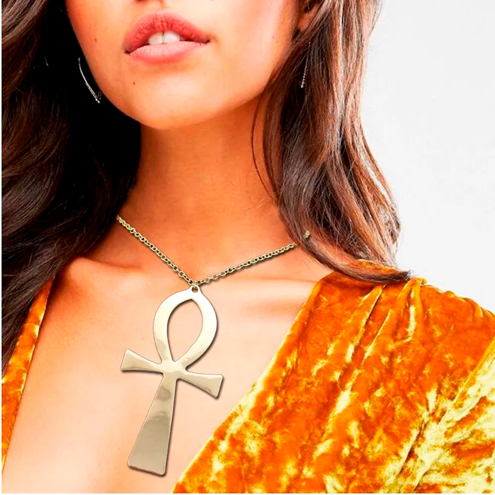 Vintage Egyptian Life Big Ankh Cross Pendant Long Chain Choker Necklace Jewelry Fashion Unisex Accessories Dropshipping
