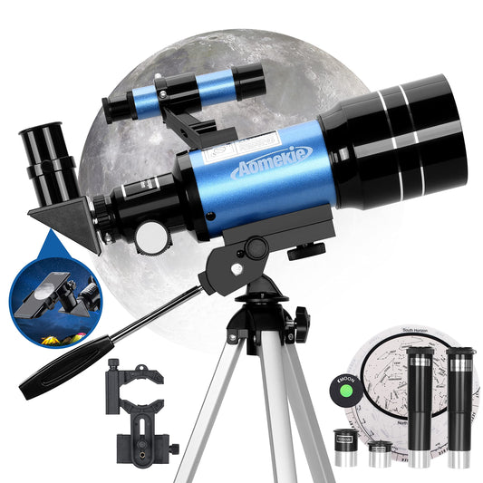 Astronomical Telescope 70mm - 150X Power, Smartphone Adapter, Tripod, Barlow Lens, Finder 