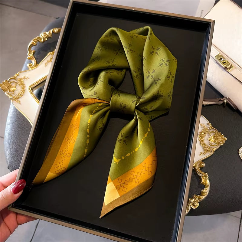 2025 New Fashion 70X70Cmprinted Women'S Scarf Pashmina Silk Scarf Square Shawl Decorative Headband Neck Luxury Design Bandana