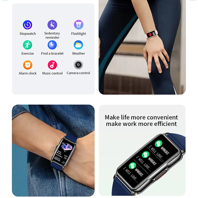 Android IOS Smart Bracelet Women Smartwatch Men Heart Rate Blood Oxygen Waterproof Sport Smart Band Watch for Ladies +Gift