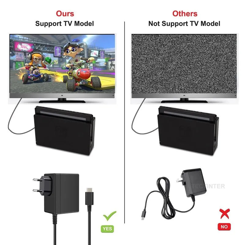 AC Adapter Charger Compatible with Nintendo Switch / Oled Console Accessories EU/US Plug Charging USB Type C Wall Power Supply