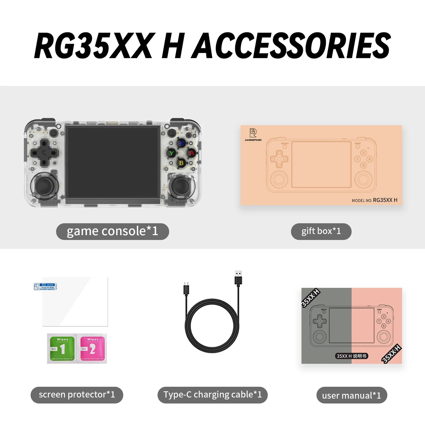 RG35XX H Hand-Held Consoles for Playing Video Games 3.5-Inch IPS 640*480 Screen Retro Game Player 3300 Mah 5000+ Games