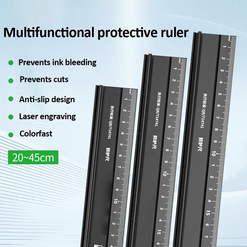 20/30/45Cm Multifunctional High Precision Aluminum Alloy Straight Ruler anti Cutting Hands Marking Ruler for Drawing Measuring
