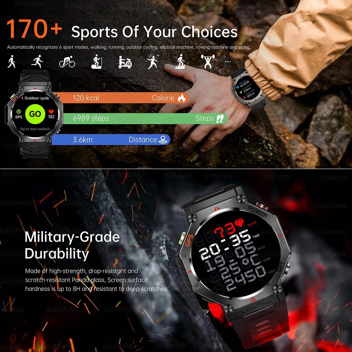 2025 NEW GPS Outdoor Military Sports Watch TR-3 Compass Altimeter Barometric 10ATM Waterproof HD Bluetooth Call Smart Watch