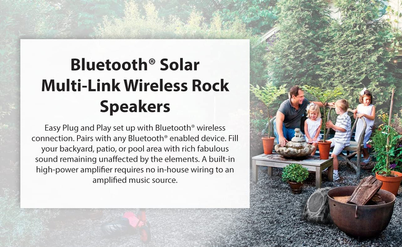 Soundpro Bluetooth Multi-Link Solar Rechargeable Wireless Rock Speaker