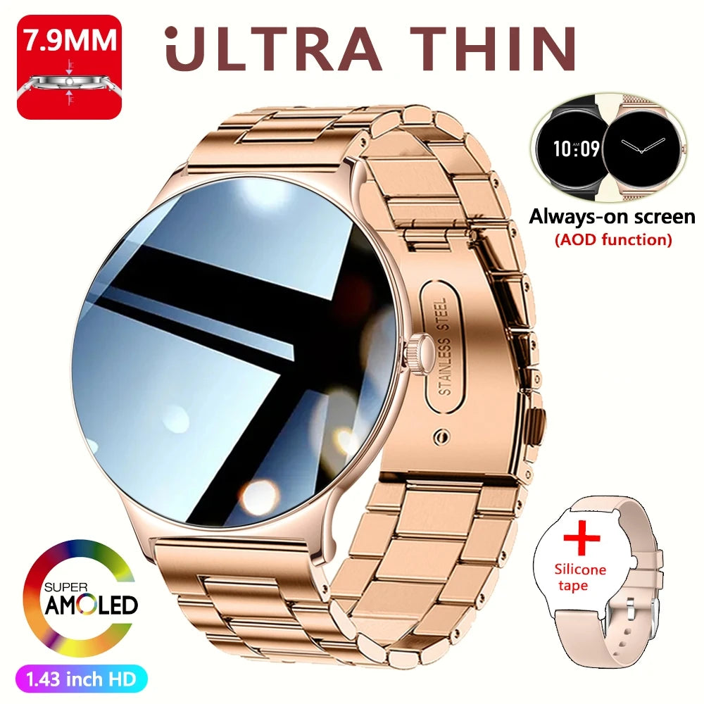 New Ultra Thin Smart Watch Women Screen Always Display Time Sports Bracelet Bluetooth Call Fashion Smartwatch
