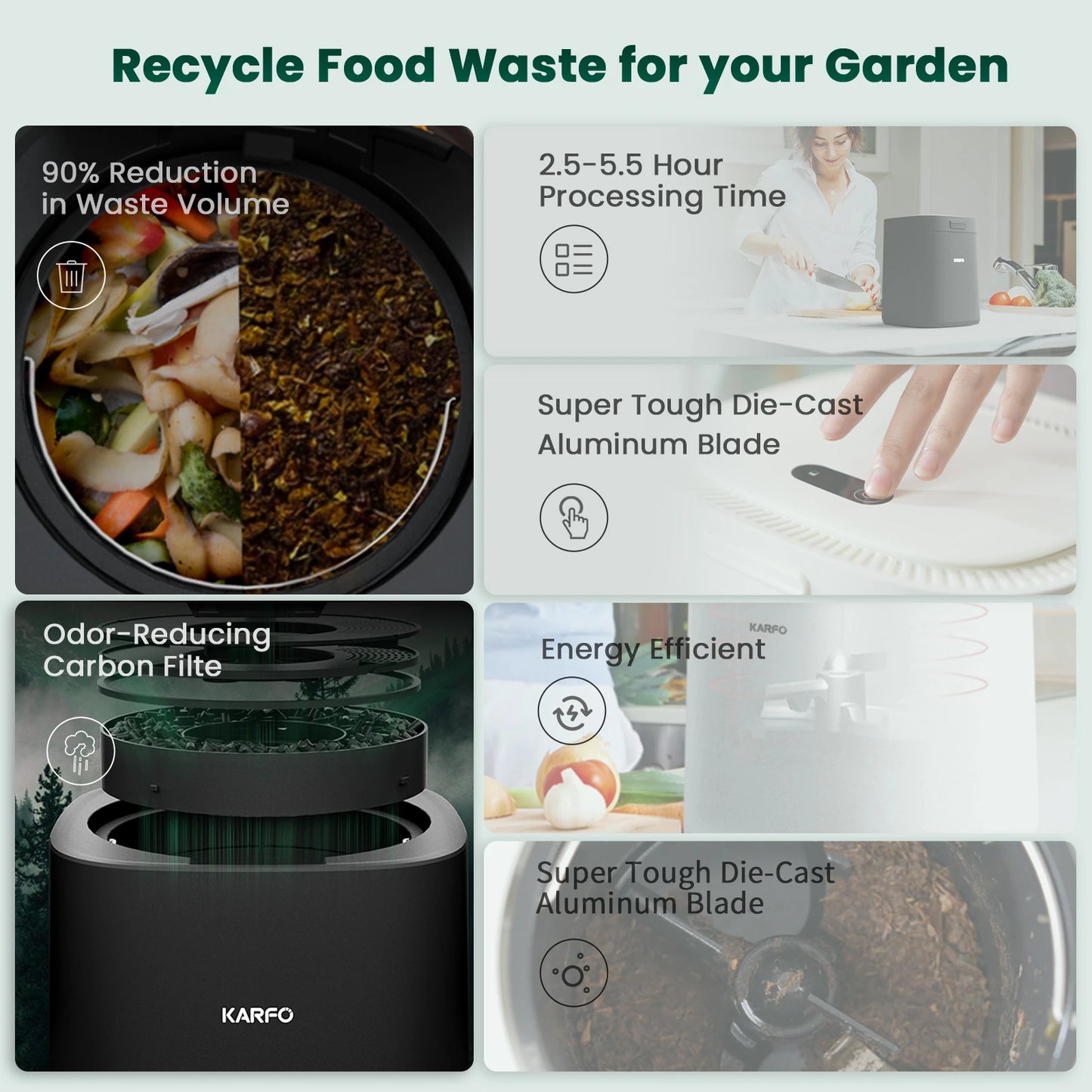 Ecostar S1 Smart Kitchen Waste Composter Eco-Friendly Electric Kitchen Compost Bin Sustainable Indoor Countertop Food Cycler