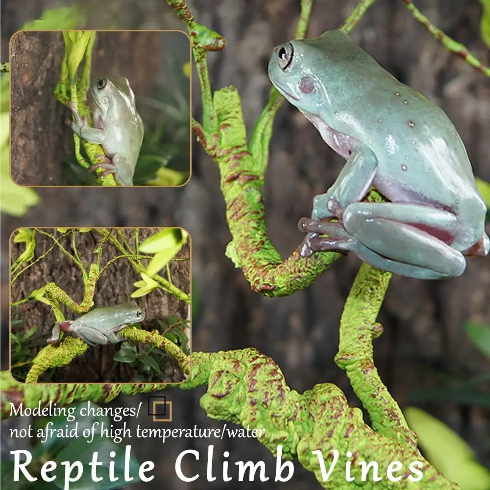 Flexible Plastic Leaves Hanging for Reptile Plants,Bendable Jungle Climbing Vine,Pet Terrarium Decor,Bearded Lizard Gecko Frog
