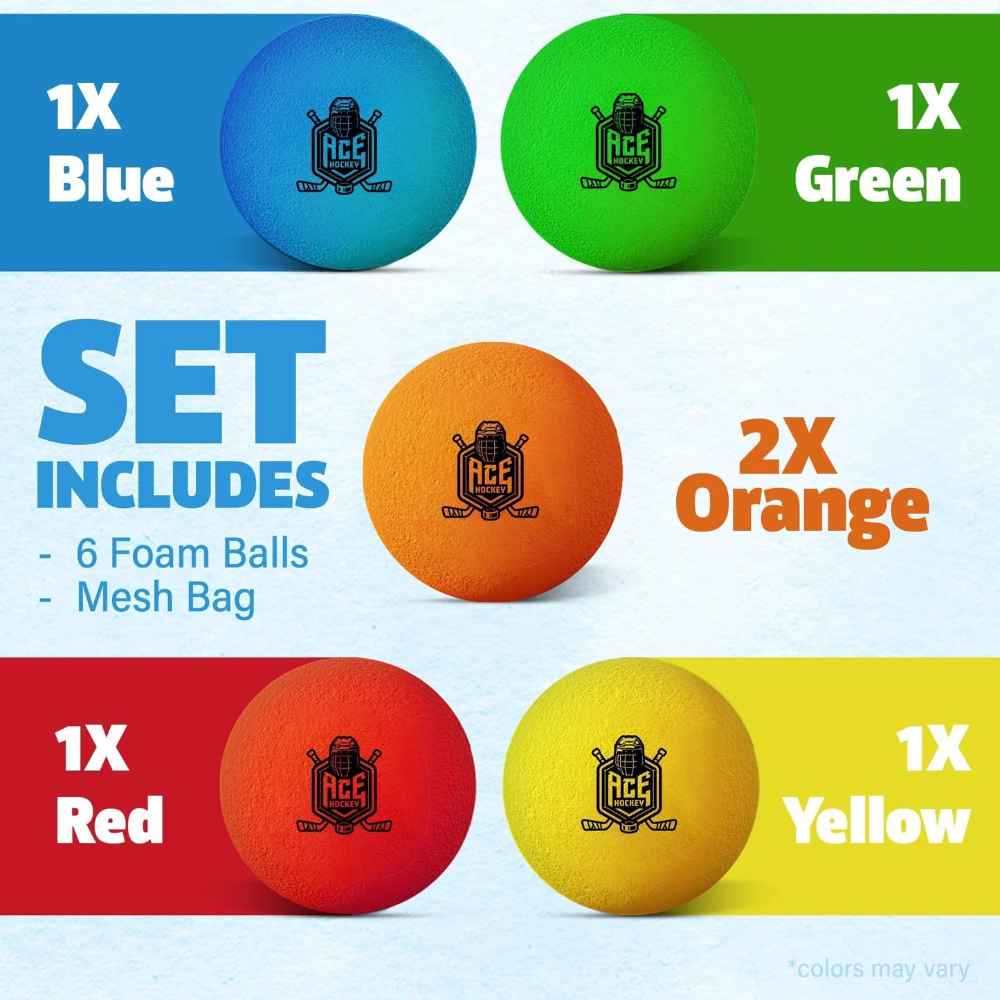 Mini Hockey Balls 6 Soft Foam Balls for Knee and Floor Hockey 2 Indoor Mini Hockey Balls