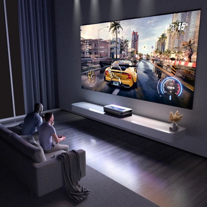 AWOL 4K 3D TRIPLE LASER PROJECTOR LTV-2500 Ultra Short Throw UHD DMD 150-Inch Screen Dolby Atmos 2000ANSI Lux HDR10+ Include Amazon Fire TV Stick 4K MAX Android 9.0 OS Home Cinema