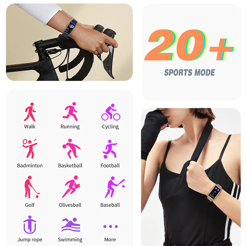 Android IOS Smart Bracelet Women Smartwatch Men Heart Rate Blood Oxygen Waterproof Sport Smart Band Watch for Ladies +Gift