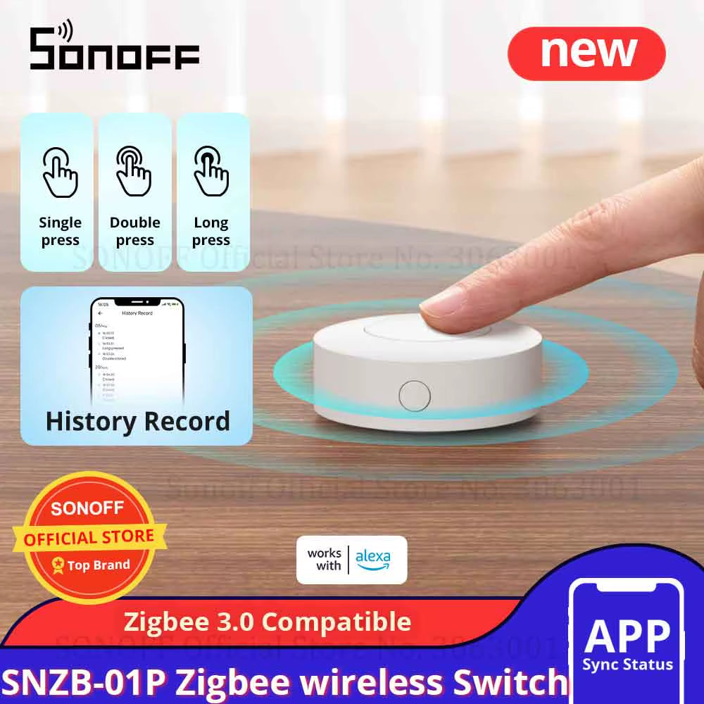 SNZB-01P Zigbee Wireless Switch Custom Button Action Smart Scene Support Nspanel Pro, ZB Bridge Pro, and Zbdongle-E.