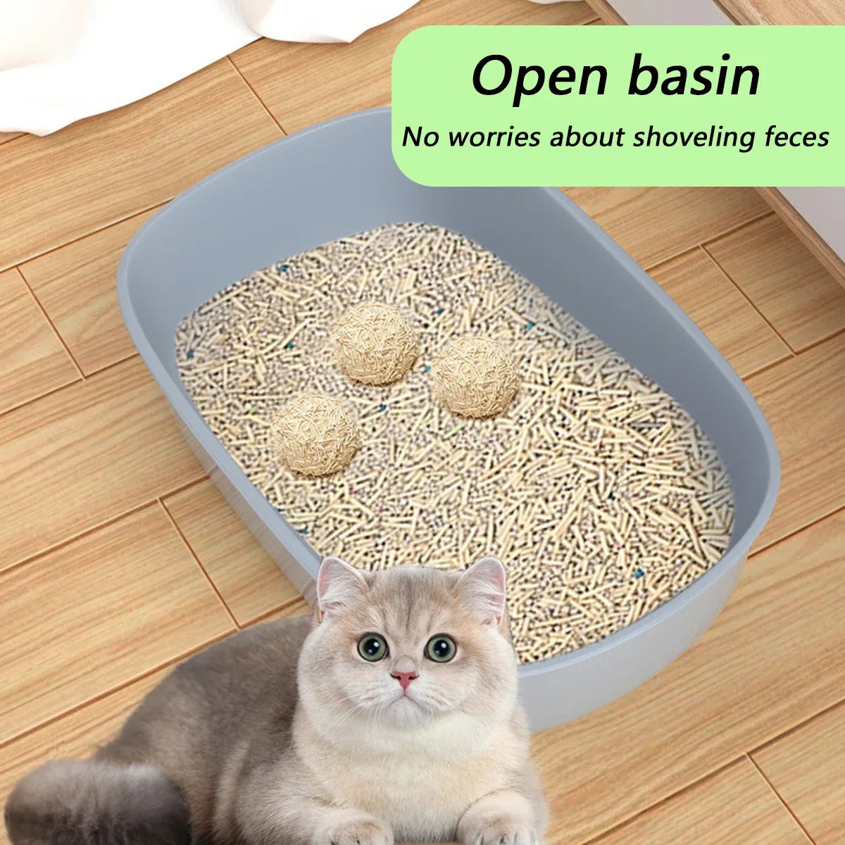 Cat Litter Box Thickening Kitty Sandbox Semi-Enclosed High Side Splashproof Pet Bedpans with Litter Scoop Cleaning Cat Supplies