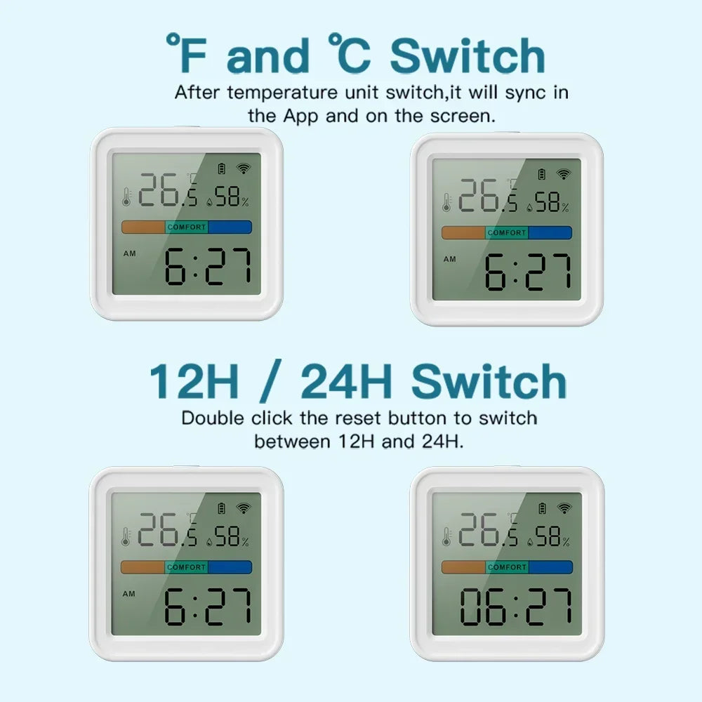 Tuya New Wifi Temperature Humidity Sensor Smart Life Backlight Hygrometer Thermometer Sensor Support Alexa Google Home Assistant