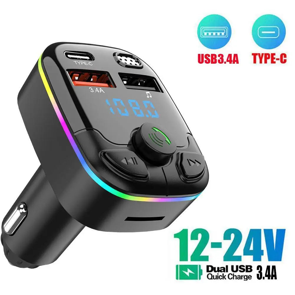 Car MP3 Player Fm Transmitter Wireless Bluetooth 5.0 Noise Reduction Audio Receiver Car Kit Handfree Dual Usb Car