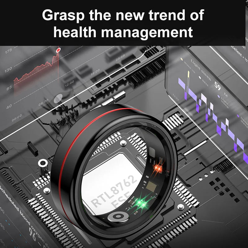 R04 Smart Rings Men Women with Charging Case Health and Sleep Monitor Smart Ring 5ATM Waterproof Multi-Sport Mode Camera Control