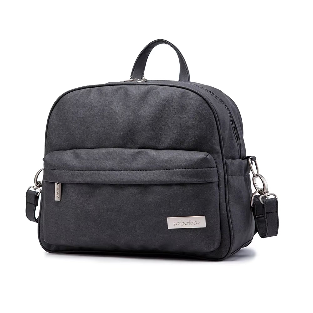 Soboba Solid Fashion Diaper Backpack for Baby Care Waterproof Multi-Function Nappy Changing Bag for Mother Stylish Diaper Bags