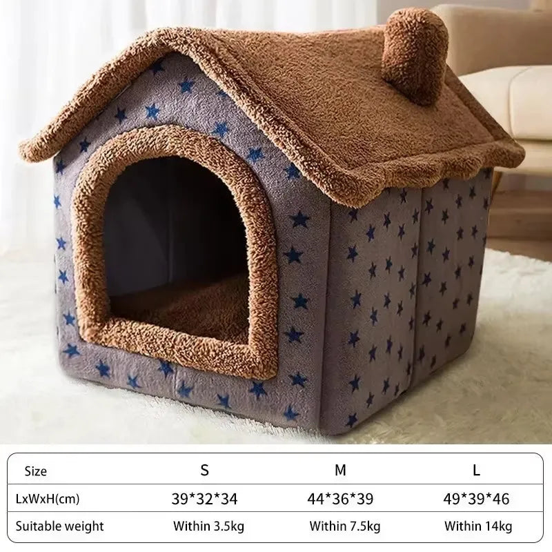 Cozy Foldable Dog House Bed Mat - Perfect Winter Retreat for Small to Medium Dogs and Cats