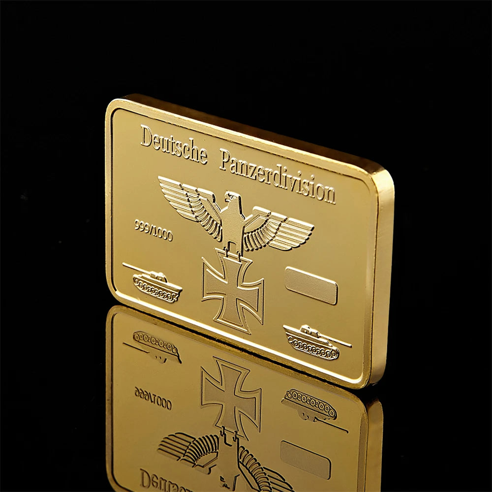 1965 German Leopard Tank Deutsche Panzerdivision Replica Gold Bars 999/1000 Challenge Coins/Bar Collection