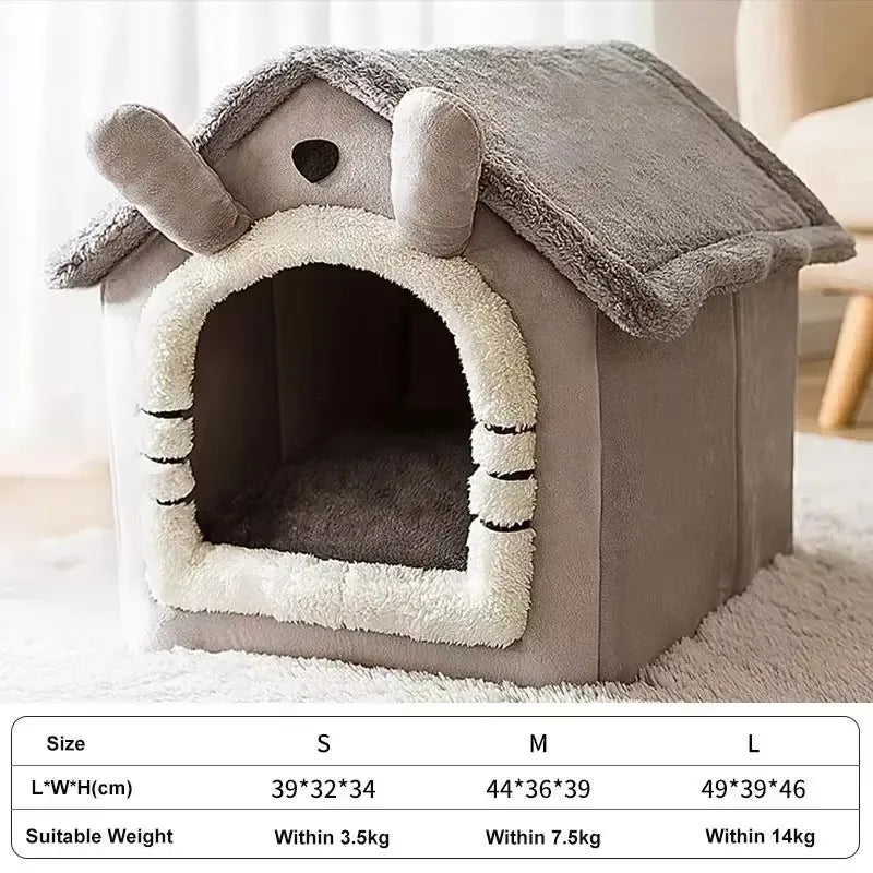 Cozy Foldable Dog House Bed Mat - Perfect Winter Retreat for Small to Medium Dogs and Cats