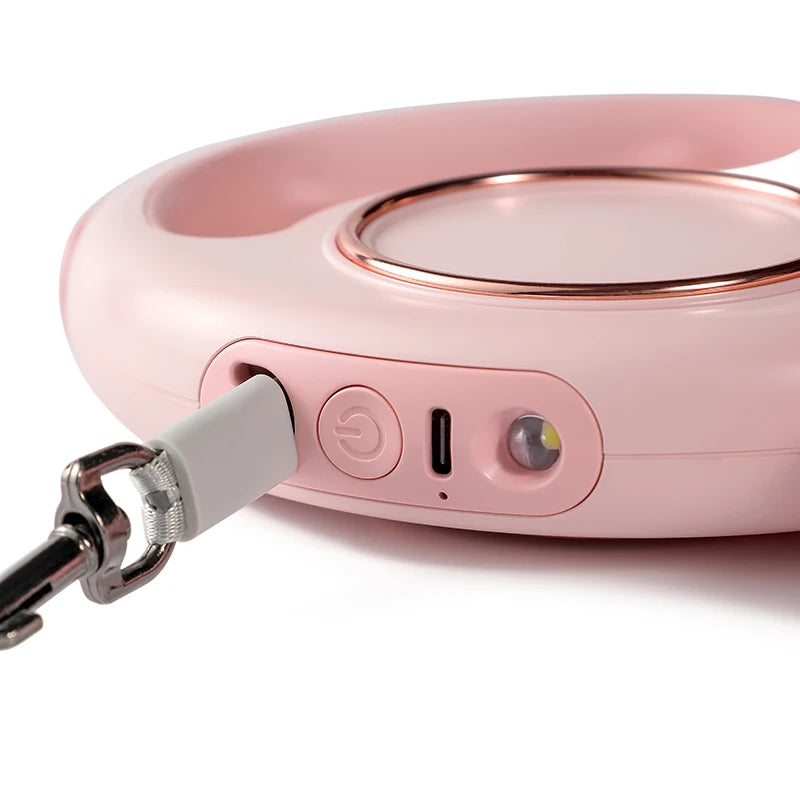 3M Retractable Dog Leash with LED Light, 500Mah USB Rechargeable, Anti-Pull & Night Safety Walking Lead for Pet