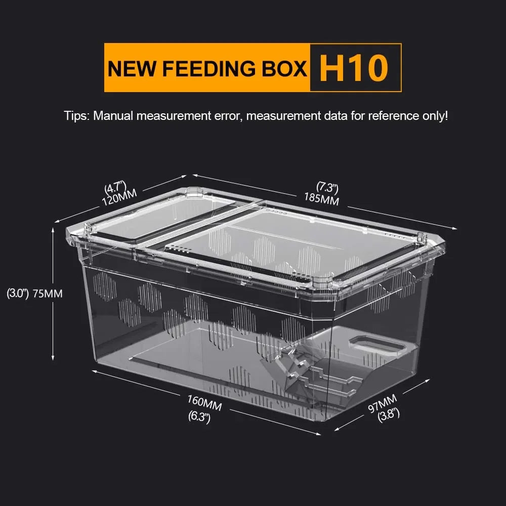 Reptile Tank Insect Spiders Tortoise Lizard Plastic Transparent Breeding Box Vivarium with Balcony Reptiles Feeding Supplies